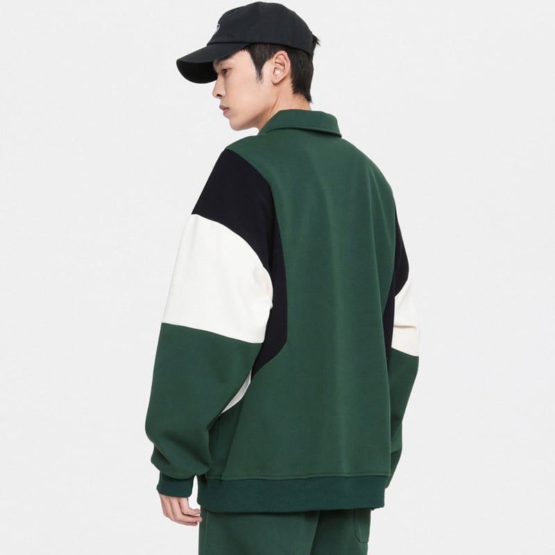 [DLSJ Series] ★Tops★ 4color POLO neck unisex men's long sleeve tops Color scheme black green white brown