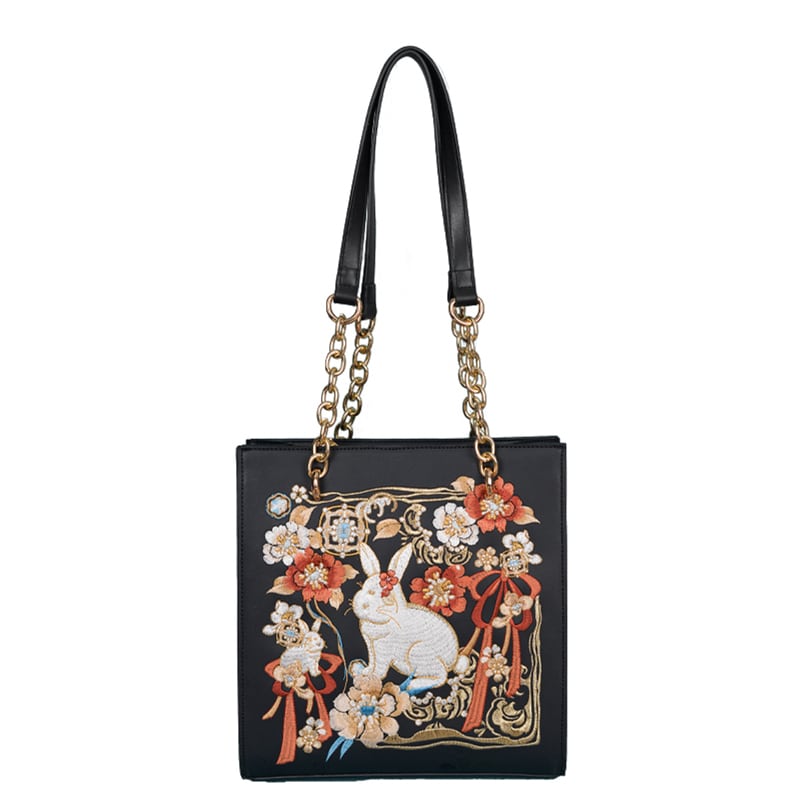 [MAOXIAOJIE series] ★China style bag★ Rabbit rabbit embroidery shoulder bag handheld original super cute black