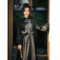 Load image into Gallery viewer, [Dust smoke and cloud dream series] ★China style dress★ With belt, long sleeves, embroidery, black, black SML, slimming, Chinese elements
