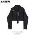 Load image into Gallery viewer, [LHSEN Series]★Shirt with tie★ Long sleeve shirt tops Mini length Cool Black Black ML XL 2XL
