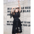 Load image into Gallery viewer, [My Family's Series] ★Chinese-style dress★ Crane embroidery, short sleeves, thong length, A-line, Chinese elements, casual wear, black
