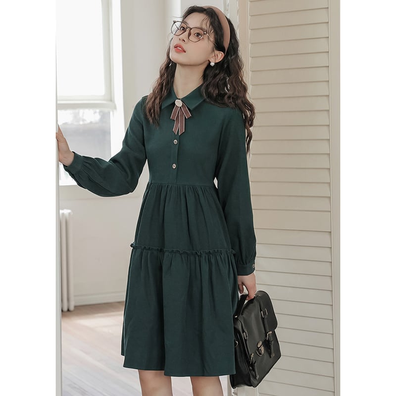 [Ali Series] ★One Piece★ Women's Shirt Dress Green Commuting Date Cute SML XL