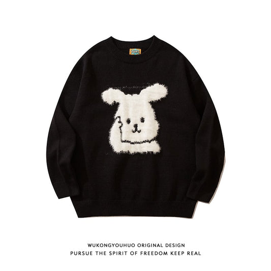 [Satoru Series]★Sweater★ 4color knit tops, brushed lining can be selected, unisex, men's rabbit, rabbit, cute