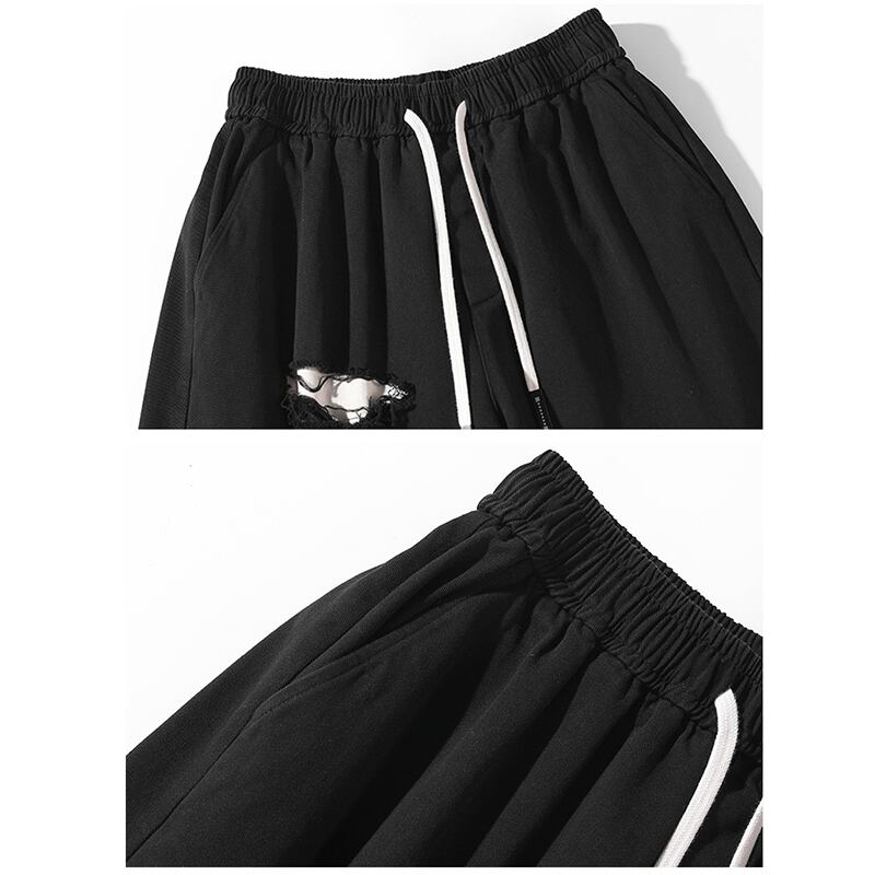 [BIGEMAN Series] ★Shorts★Bottoms Short Length Pants Unisex Men's Large Size Switching Black Black