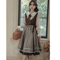 Load image into Gallery viewer, [DACHENGZI Series] ★Dress★ Fake Layered Dress Checkered Pattern Cute Retro S M L XL
