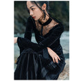 Load image into Gallery viewer, [Big Blue Dragon Series] ★China style dress★ Long length velvet sexy black slit long length
