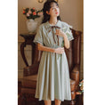 Load image into Gallery viewer, [Shukunsho series]★China style dress★2color embroidery long length short sleeve summer cute easy to match beige green
