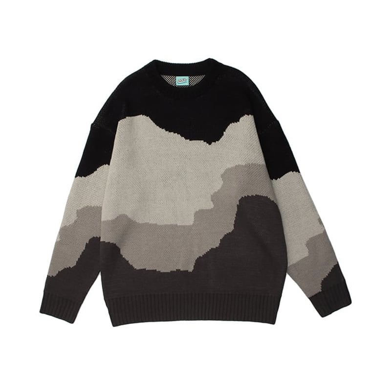 [XIWANG Series]★Sweater★ Tops 3color Unisex Couple Clothes Wave Pattern Knit Casual Loose