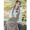 Load image into Gallery viewer, [Tatsuko Chenis Series]★Setup★ 3-piece set shirt, vest, skirt, check retro, cute
