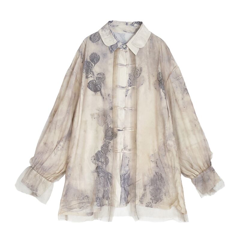 [Yang's Great Dream Series] ★China Style Shirt★ Tops Print China Button Long Sleeve Shirt Retro