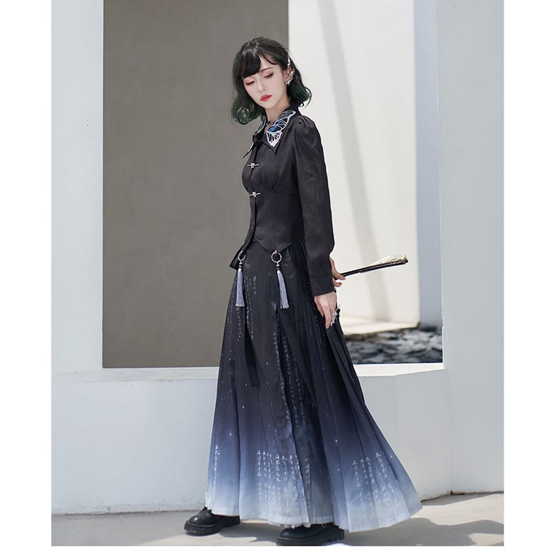 [Qingtang --- Long Sangshi Series]★China style skirt★Bottoms Letter pattern Hanfu skirt Easy to match