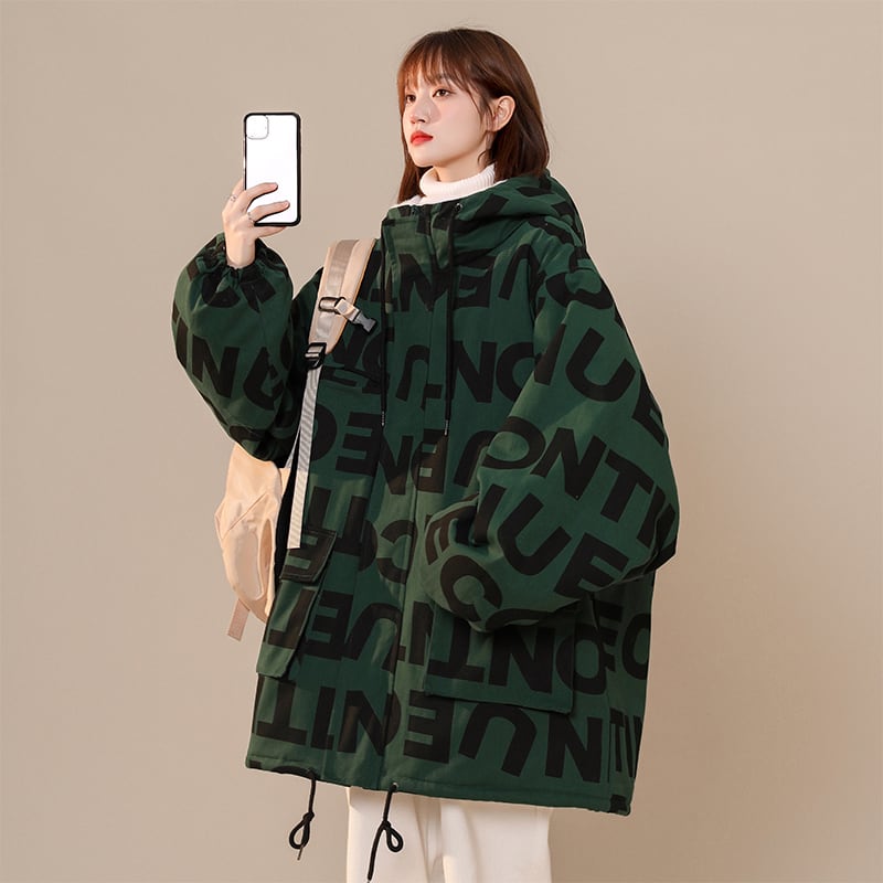 [Morimoto Series] ★Winter Coat★ 2color Thick Warm Unisex Men's Alphabet Black Green