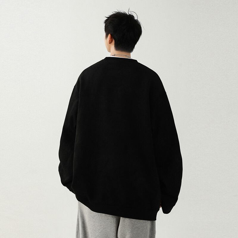 [BIGEMAN Series] ★Tops★ 2color Unisex Men's Large Size Faux Layered Black Coffee Color