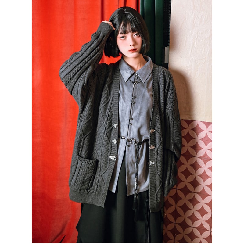 [Kokaisha --- Kiyoyama style series] ★China style cardigan★ 2color sweater Easy to match retro