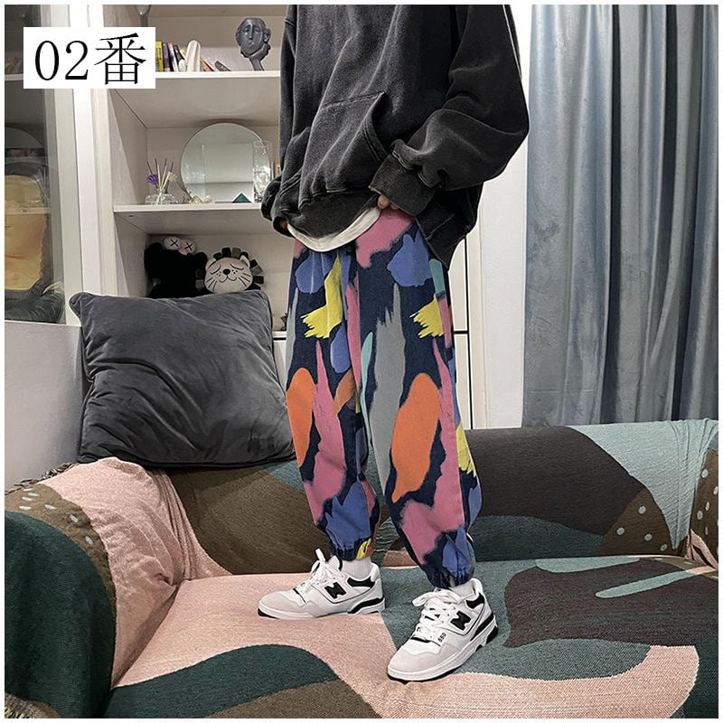 [GANGSHAO Series]★Pants★ 2color Casual Pants Graffiti Large Size Unisex Men's Fashion