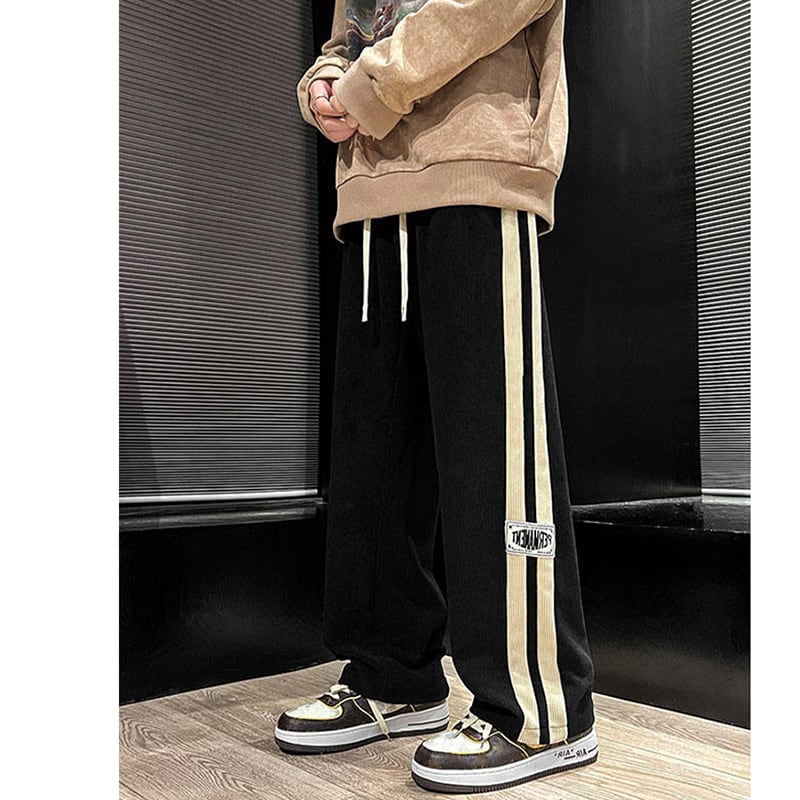 [PPG Series] ★Casual pants★ 3 colors Bottoms Trousers Corduroy Unisex Men's Vertical stripes Striped pattern Black Beige Green