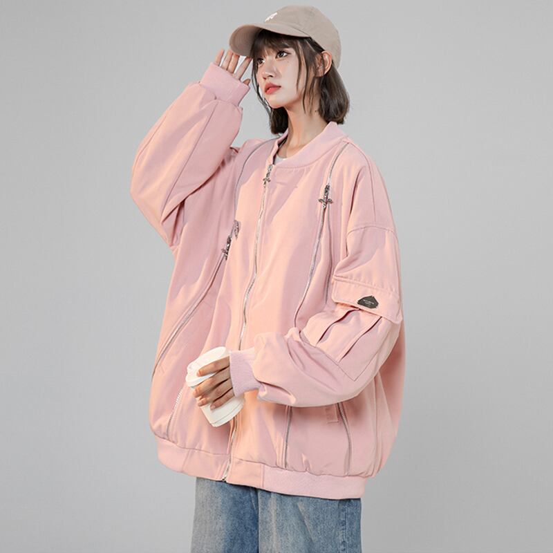 [Fujiiman Series]★Jacket★ 2color Outerwear Unisex Men's Fashion Pink Black ML XL 2XL