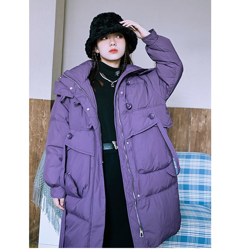 [Kokaisha --- Fine Rakuten Series] ★Down Coat★ 2color 90% Down Winter Coat Warm Purple Black