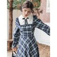 Load image into Gallery viewer, [Big Orange Series] ★One Piece★ Plaid Retro Ladies Commuting Date School Blue Blue Cute
