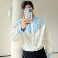 Load image into Gallery viewer, [Illustrated Series]★Shirt★Tops Unisex Men's Spring Clothes Long Sleeve Shirt Switching Casual Color Scheme Blue White
