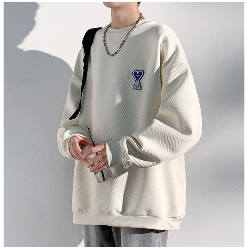 [BIGEMAN Series] ★Tops★ 2color Unisex Men's Large Size Round Neck Long Sleeve Black Beige