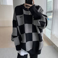 Load image into Gallery viewer, [Tankaku Sensei Series] ★Sweater★ Tops Checkered Color Scheme Loose Men's Fashion Unisex
