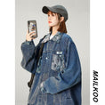 Load image into Gallery viewer, [Morimoto series]★Jacket★ Outerwear 2color Floral pattern Unisex Men's Denim Oil painting style Blue Blue
