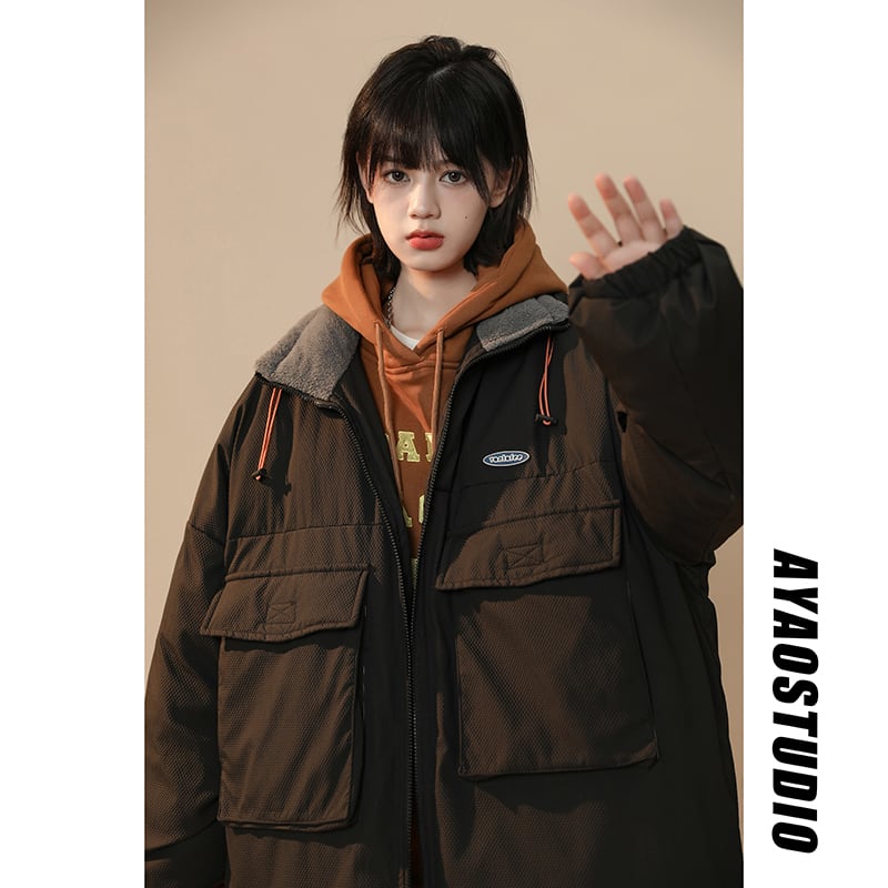 [Morimoto Series] ★Winter Coat★ Cotton Coat 3 colors Thick Warm Unisex Men's Loose Blue Green Black