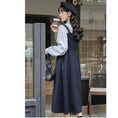 Load image into Gallery viewer, [MEIYI Series] ★One Piece★ Long Length Faux Layered Ribbon Women's Commuting Date Navy Blue
