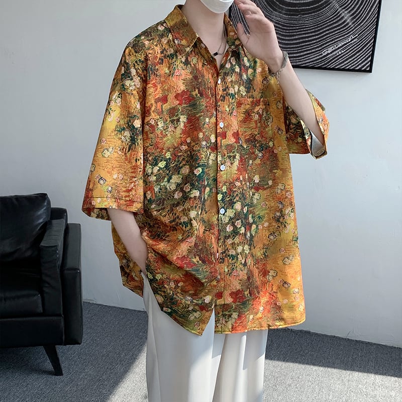 [ZHUIYI Series]★Shirt★ Short sleeve shirt, floral pattern shirt, tops, unisex, men's, aloha shirt, cool, casual