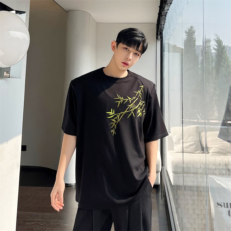 [ZHUIYI Series]★China style T-shirt★ 2color tops unisex men's bamboo short sleeve shirt black white ML XL