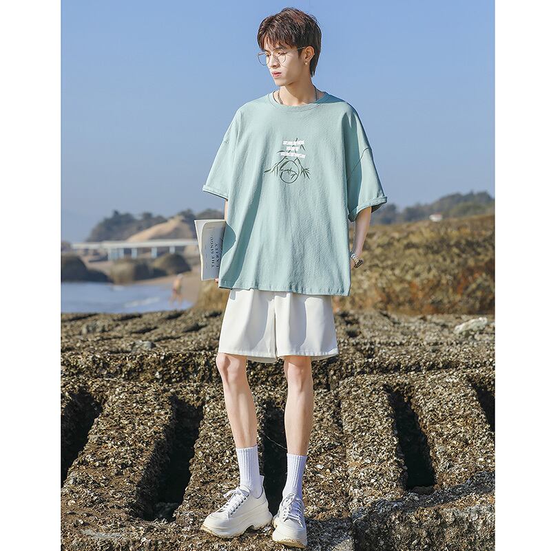 [MANYSTON Series]★T-shirt★ Tops 3color Unisex Men's Short Sleeve White Black Green