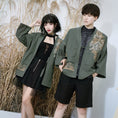 Load image into Gallery viewer, [Kyodo Series] ★China style outerwear★ 2color black or green happi coat dragon embroidery unisex couple clothes men's cotton linen
