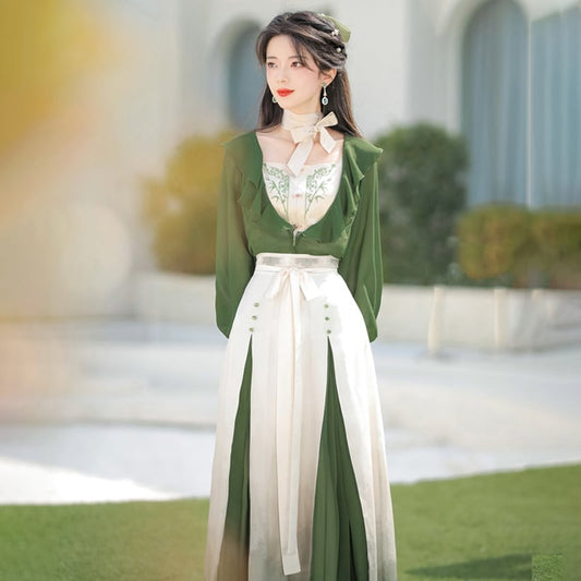 [Dust Smoke Cloud Dream --- Blue Plan Series] ★China style setup★ 4-piece set, top and bottom set, coming-of-age ceremony, everyday wear, green, green