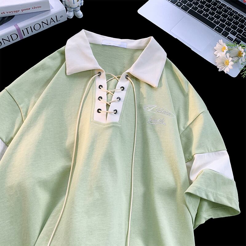 [CHAOMEICHEN Series]★POLO Shirt★ 2color Tops Unisex Men's Casual Green Black