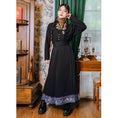 Load image into Gallery viewer, [Kokaisha --- Leaf Collection Series] ★Chinese style skirt★ Bottoms Hanfu skirt Switching Black Black
