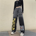 Load image into Gallery viewer, [CHAOHUO series] ★Denim pants★ Bottoms Unisex Check pattern Gray Gray Fashion S M L XL
