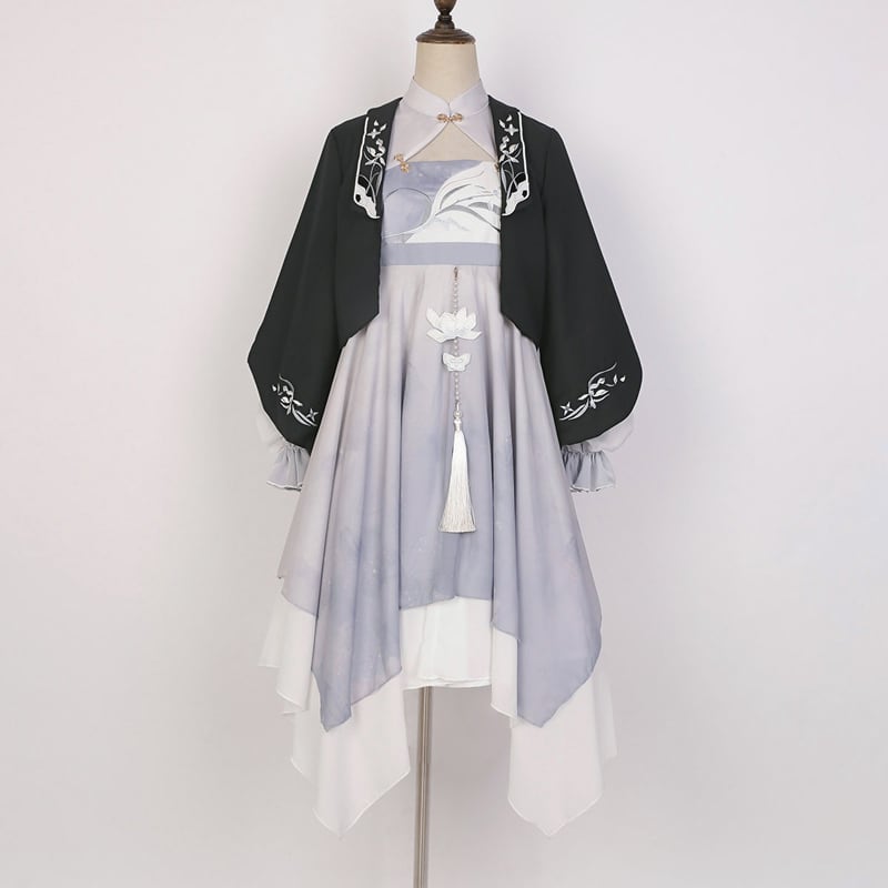 [Dust, smoke, clouds, dreams --- Beautiful Lantern Series] ★Chinese-style set★ One-piece dress + outerwear Chinese clothing Hanfu one-piece dress Original Cute