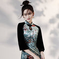 Load image into Gallery viewer, [YUEQIAO Series]★Cheongsam dress★Short length velvet Chinese style dress print retro
