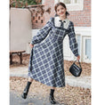 Load image into Gallery viewer, [Big Orange Series] ★One Piece★ Plaid Retro Ladies Commuting Date School Blue Blue Cute
