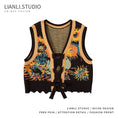 Load image into Gallery viewer, [LIANLISTUDIO series] ★Knit vest★ Oil painting style sunflower yellow floral pattern cute SML
