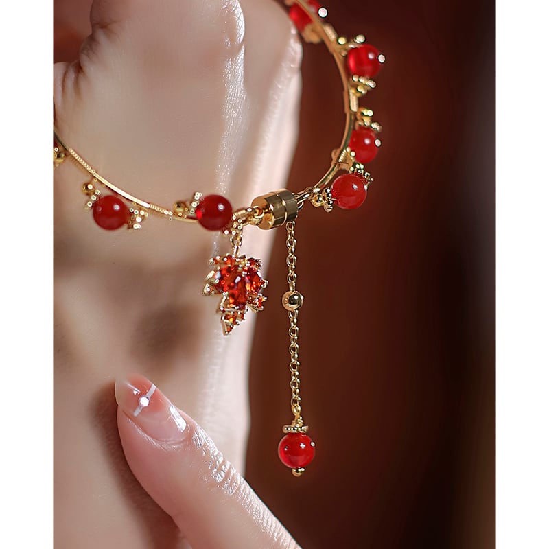 [Random Series]★China Style Bracelet★ Bracelet Ladies Accessories Maple Present Red Red