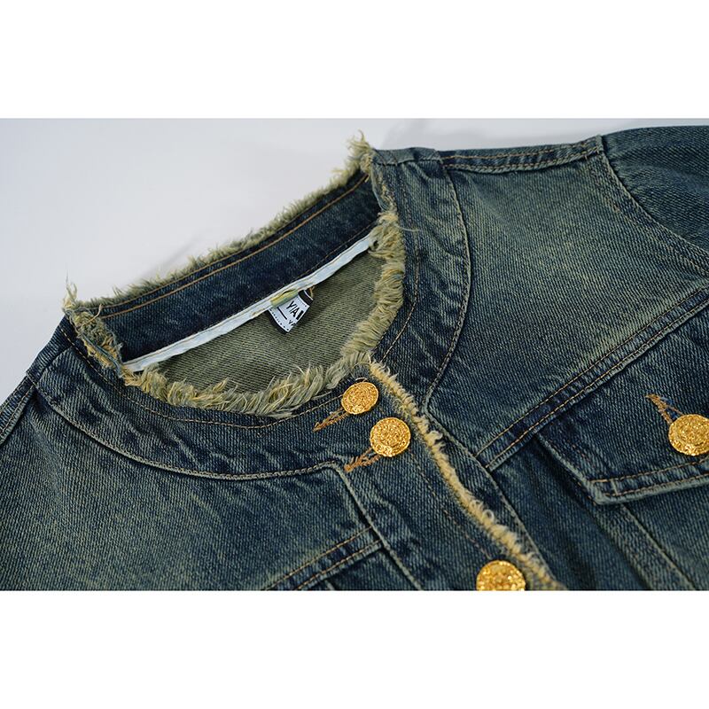 [Mage Designer Series]★Jacket★ Denim jacket outerwear fashion easy to match Blue Blue