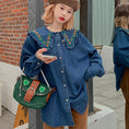 Load image into Gallery viewer, [KEKELI Series]★Shirt★ Tops Cute Collar Embroidery Blue Blue Ladies Fashion ML XL 2XL
