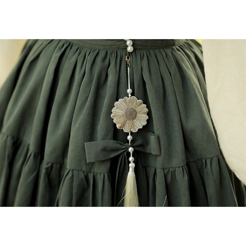 [Dust Smoke Cloud Dream---Sunflower Story Series] ★China style hanging skirt★ Bottoms Green Cute Date Commuting SML