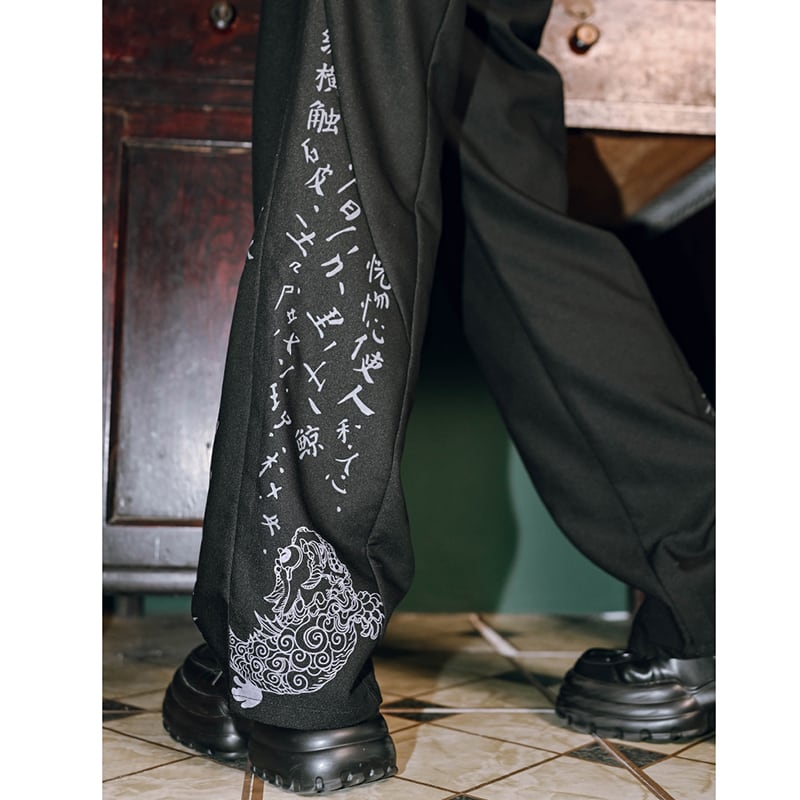 [Ancient monsters---Kabunji series]★China style trousers★Bottoms Casual pants Original lettering pattern Black