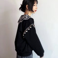 Load image into Gallery viewer, [True Fish Series]★China style top★ Embroidered fringe ladies long sleeve cute collar large size black
