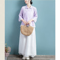 Load image into Gallery viewer, [Qing Series]★China style tops★ 5color Summer Embroidery Blue Green Gray White Purple Pink
