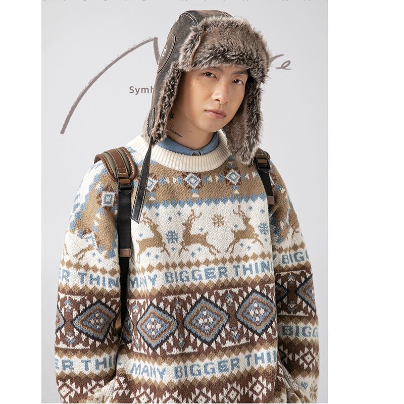 [Satoru Series]★Sweater★ 2color Knit Tops Christmas Unisex Men's Deer Casual Easy to Match