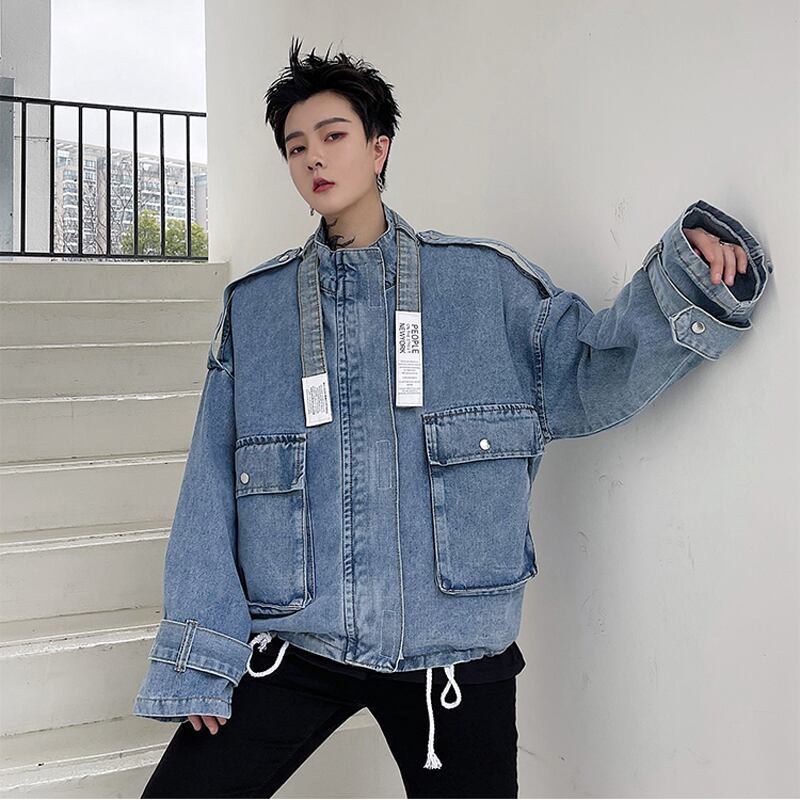 [Kouisha Series]★Denim Jacket★ Outerwear Unisex Men's Blue Blue SML XL Cool